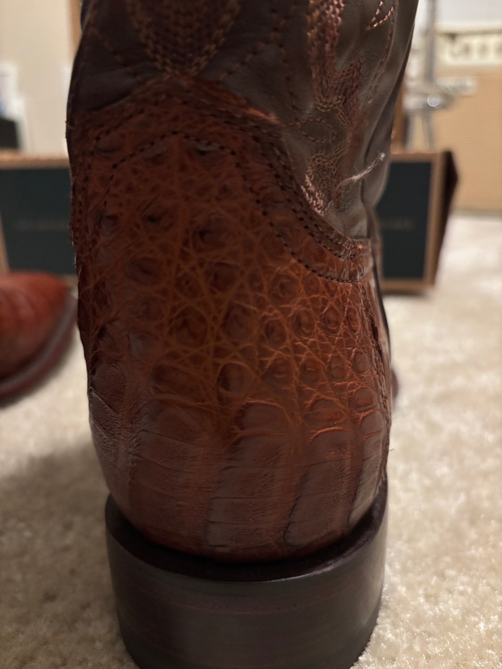 Tecovas 13D Brown Crocodile-Textured Leather Cowboy Boots - Picture 14 of 16